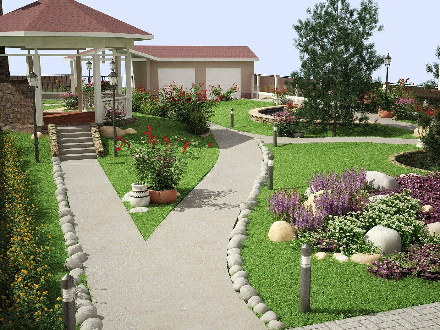 Как сделать ландшафтный дизайн двора частного дома своими руками красиво? +фото и видео